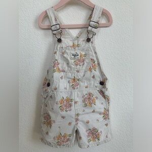 OshKosh B'gosh Cream Floral Girls' Shortall with Pink & Yellow Flowers